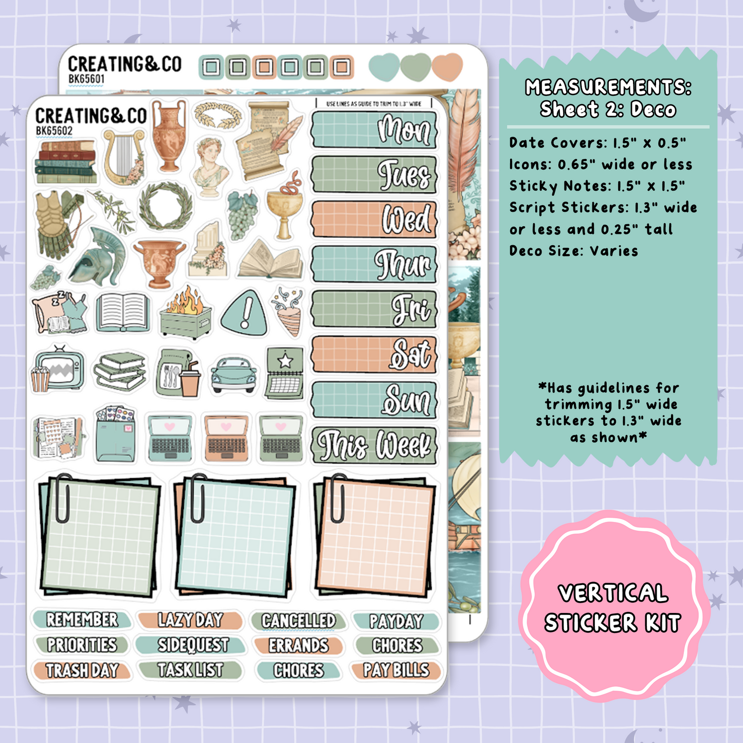 Pantheon of Pages Vertical Weekly Planner Sticker Kit  - BK656