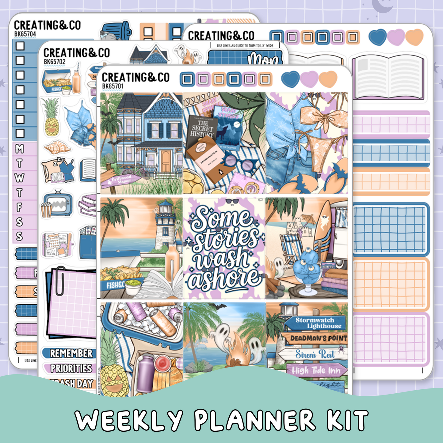 Spirit Beach Vertical Weekly Planner Sticker Kit  - BK657