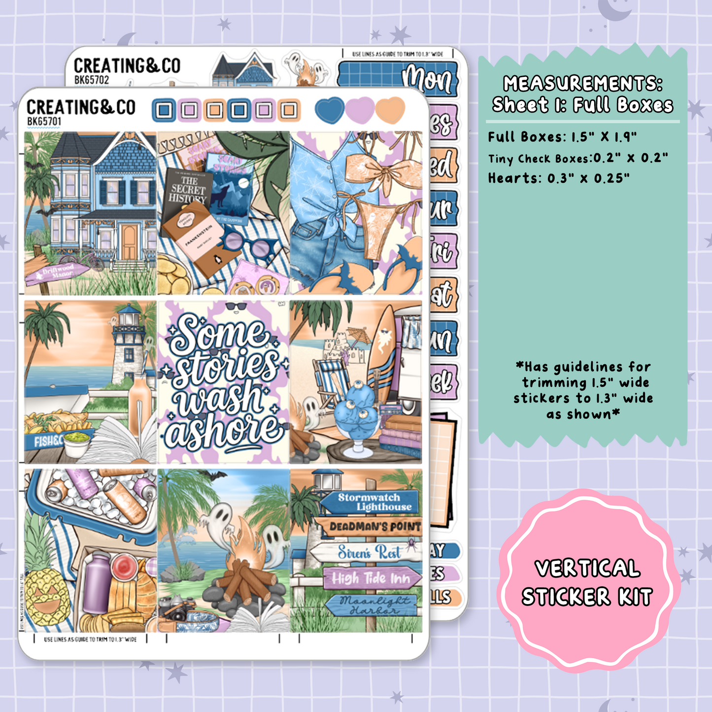 Spirit Beach Vertical Weekly Planner Sticker Kit  - BK657