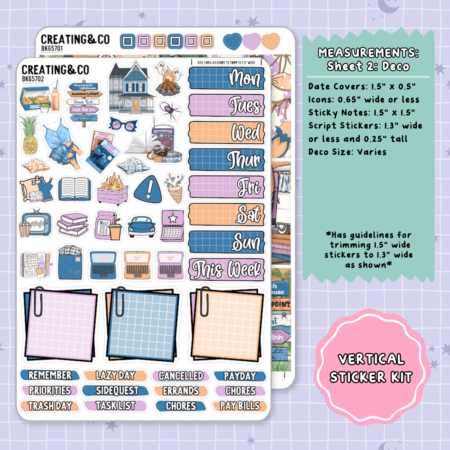 Spirit Beach Vertical Weekly Planner Sticker Kit  - BK657