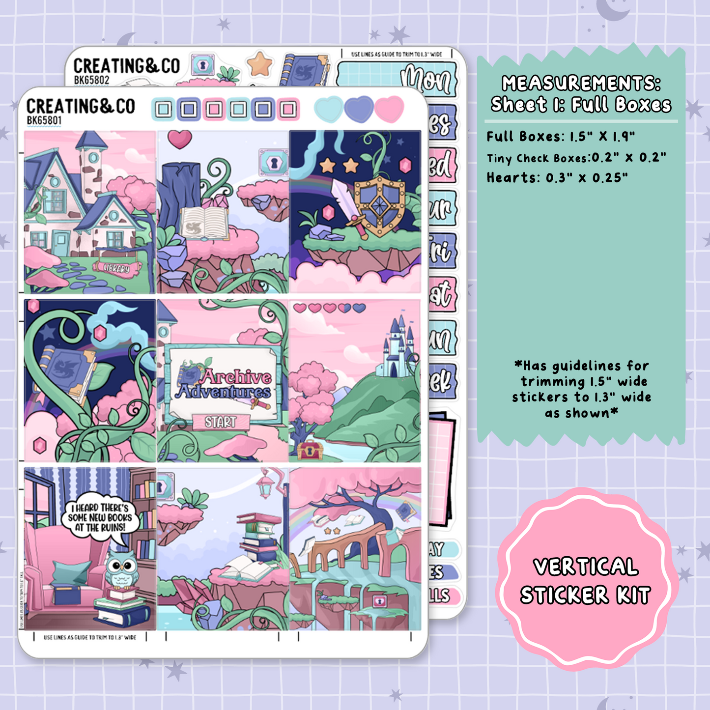 Archive Adventures Vertical Weekly Planner Sticker Kit  - BK658