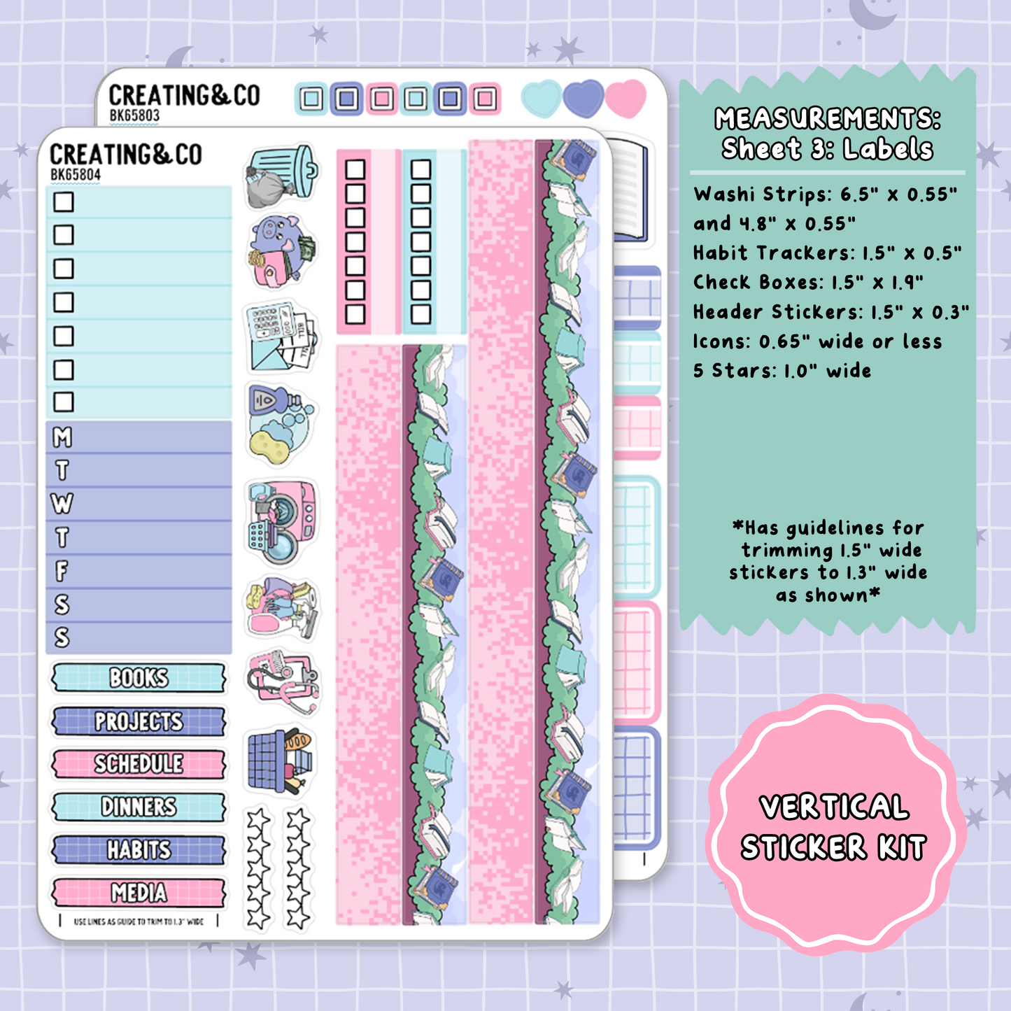 Archive Adventures Vertical Weekly Planner Sticker Kit  - BK658