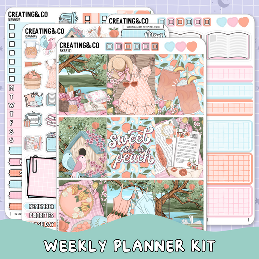 Sweet as a Peach Vertical Weekly Planner Sticker Kit  - BK661