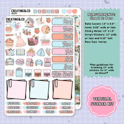 Sweet as a Peach Vertical Weekly Planner Sticker Kit  - BK661