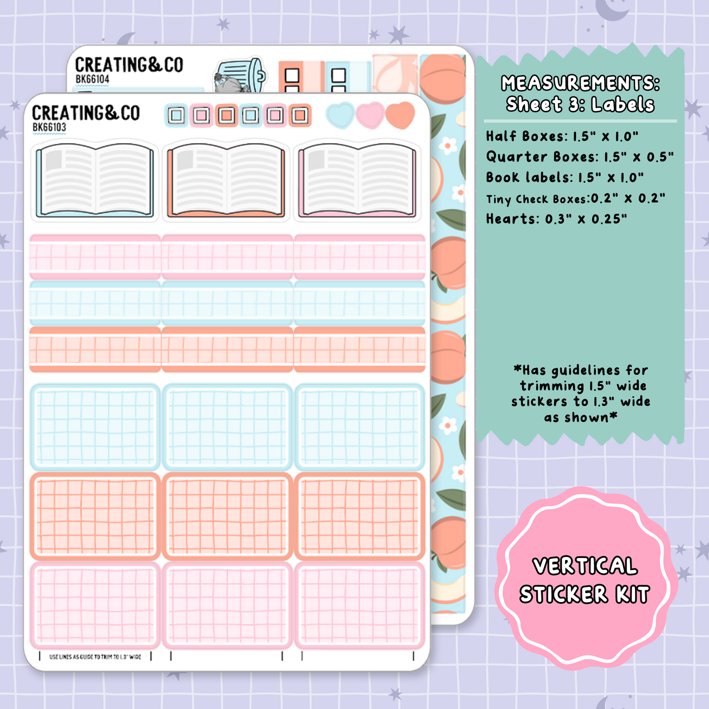 Sweet as a Peach Vertical Weekly Planner Sticker Kit  - BK661