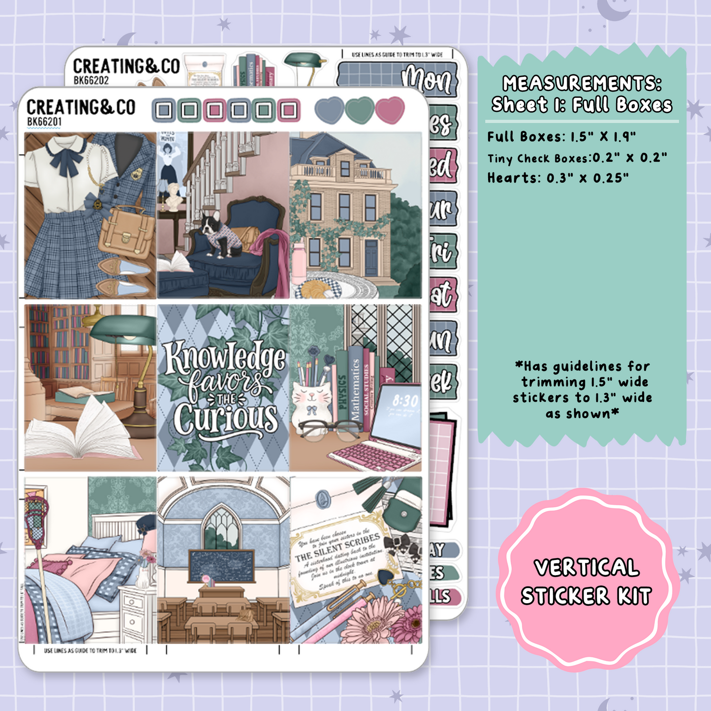 Curious Academia Vertical Weekly Planner Sticker Kit  - BK662
