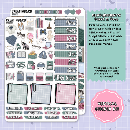 Curious Academia Vertical Weekly Planner Sticker Kit  - BK662