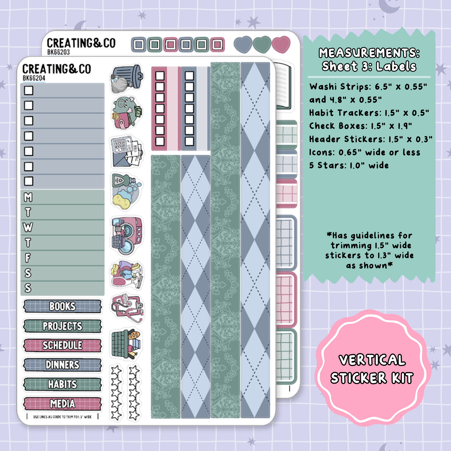 Curious Academia Vertical Weekly Planner Sticker Kit  - BK662