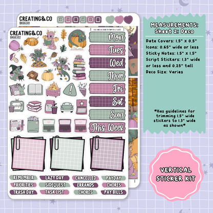 Dragon Harvest Autumn Reading Challenge Vertical Weekly Planner Sticker Kit  - BK663