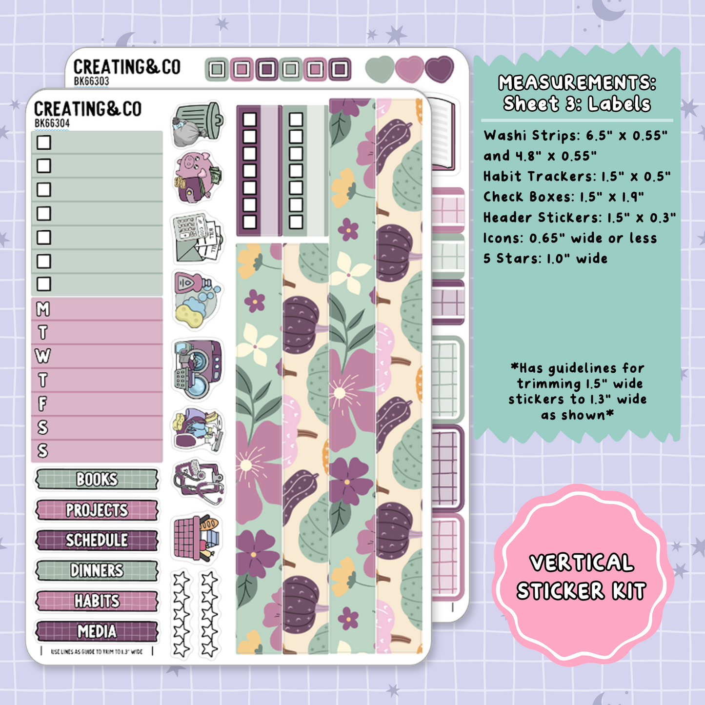 Dragon Harvest Autumn Reading Challenge Vertical Weekly Planner Sticker Kit  - BK663