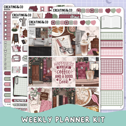 Book Cafe Vertical Weekly Planner Sticker Kit  - BK664