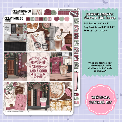 Book Cafe Vertical Weekly Planner Sticker Kit  - BK664