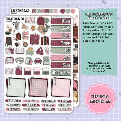 Book Cafe Vertical Weekly Planner Sticker Kit  - BK664