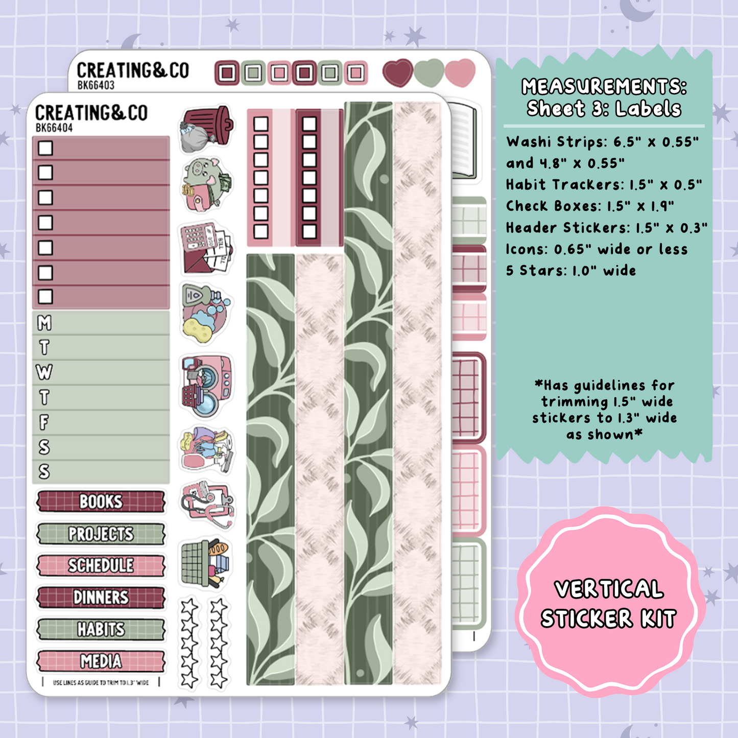 Book Cafe Vertical Weekly Planner Sticker Kit  - BK664
