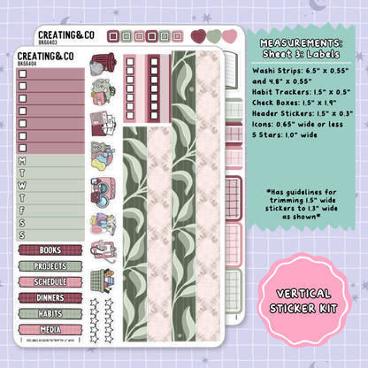 Book Cafe Vertical Weekly Planner Sticker Kit  - BK664