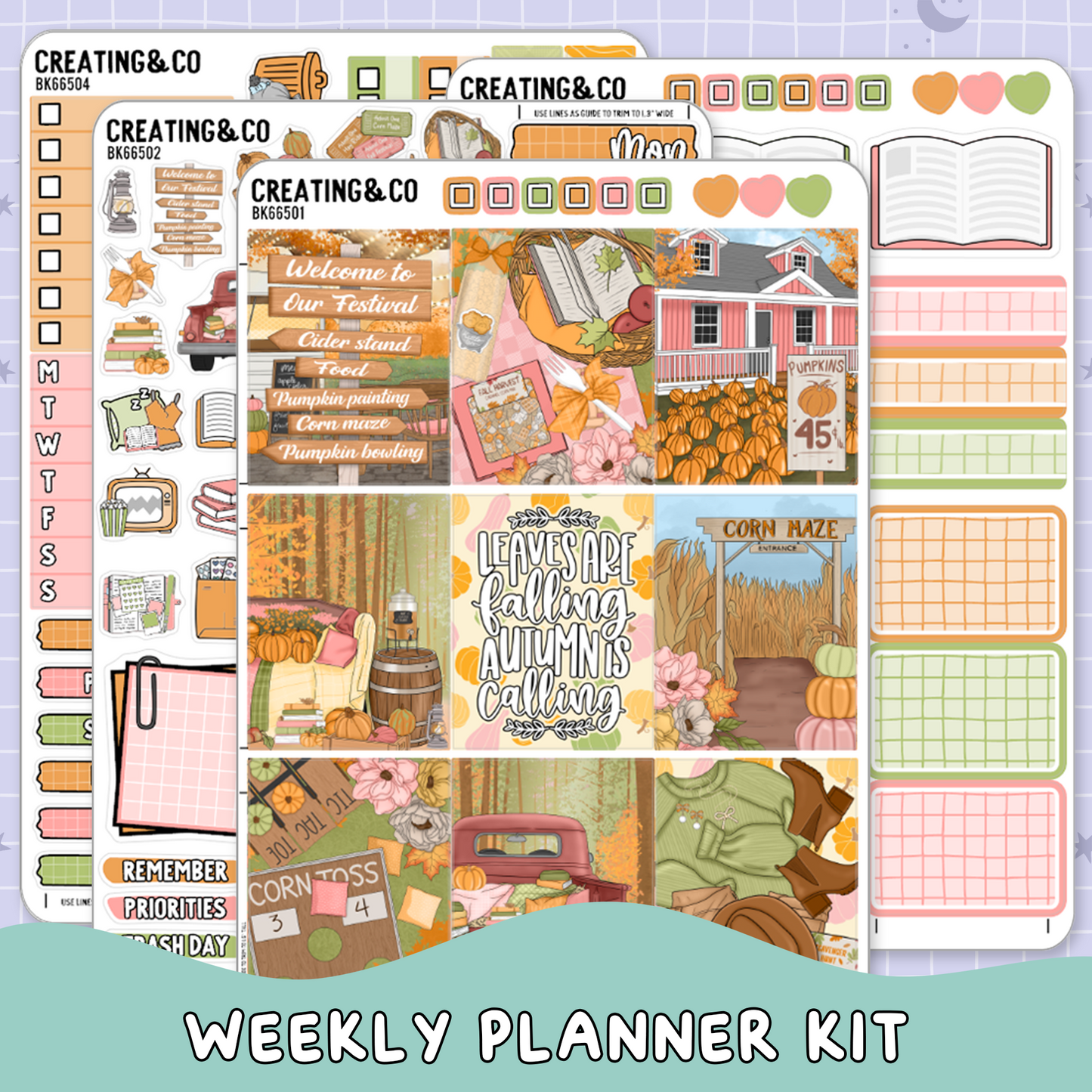 Fall Festival Vertical Weekly Planner Sticker Kit  - BK665