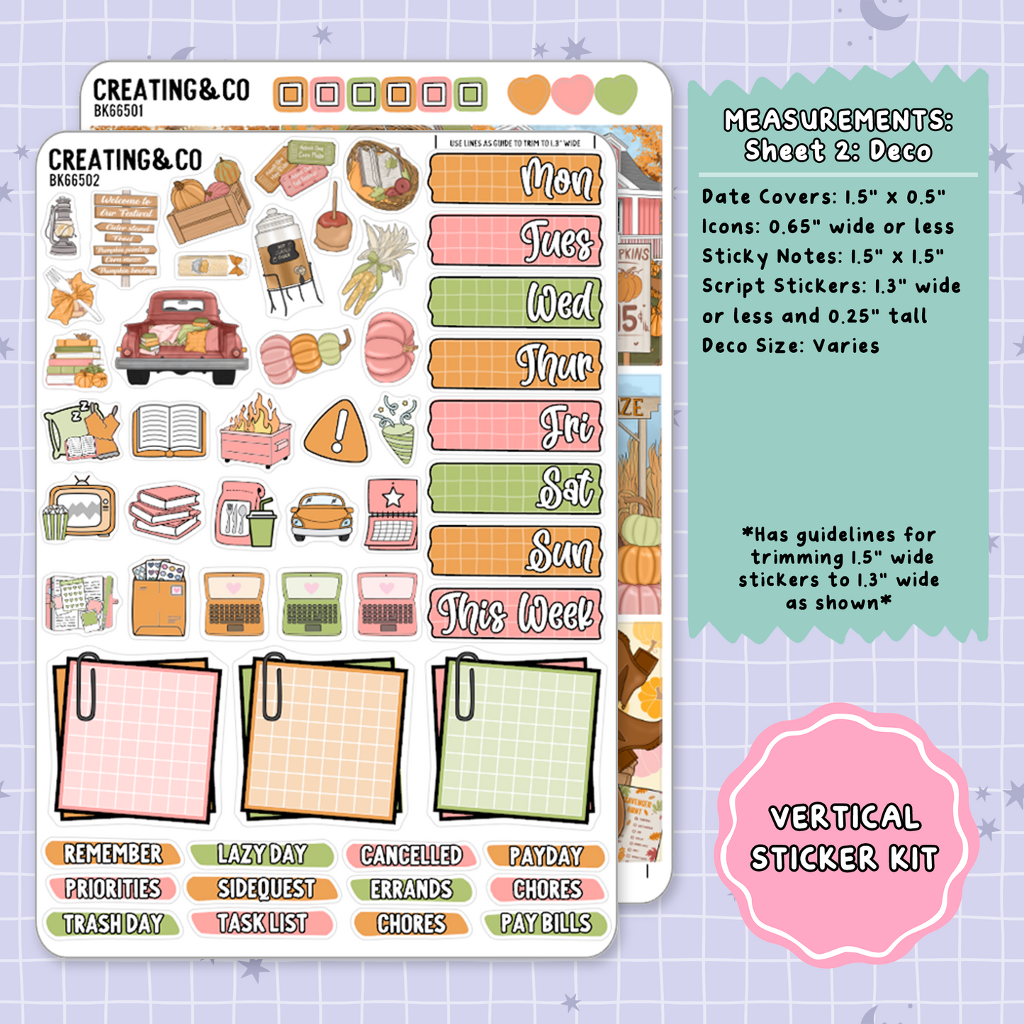 Fall Festival Vertical Weekly Planner Sticker Kit  - BK665