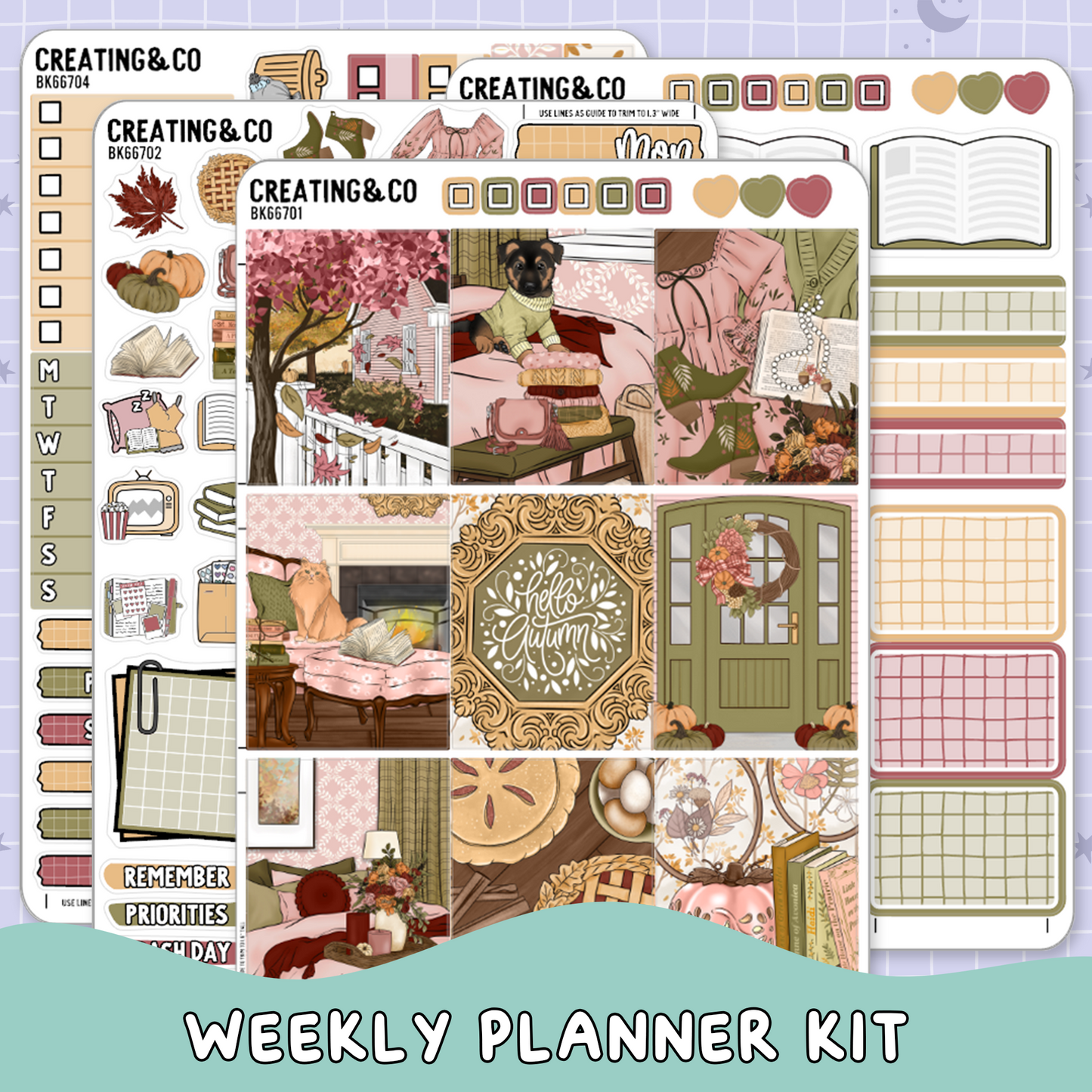 Hello Autumn Vertical Weekly Planner Sticker Kit  - BK667