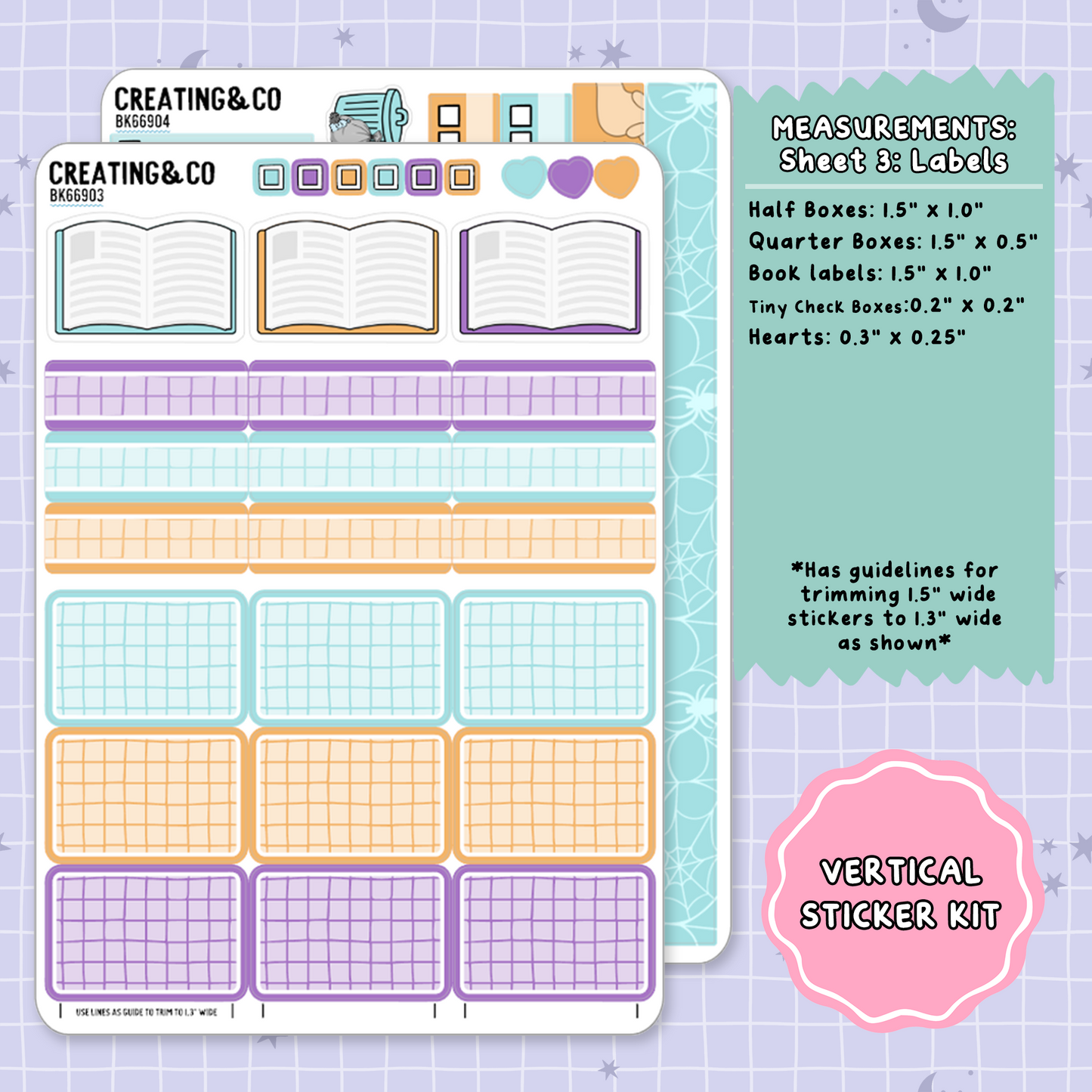Trick or Treat Spooky Cat Vertical Weekly Planner Sticker Kit  - BK669