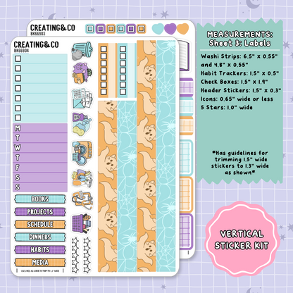 Trick or Treat Spooky Cat Vertical Weekly Planner Sticker Kit  - BK669