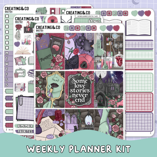 Gothic Romance Vertical Weekly Planner Sticker Kit  - BK671