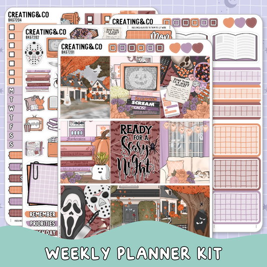 Scary Night Horror Vertical Weekly Planner Sticker Kit  - BK672