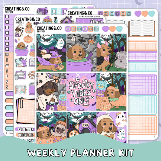 Spooky Vibes Vertical Weekly Planner Sticker Kit  - BK673