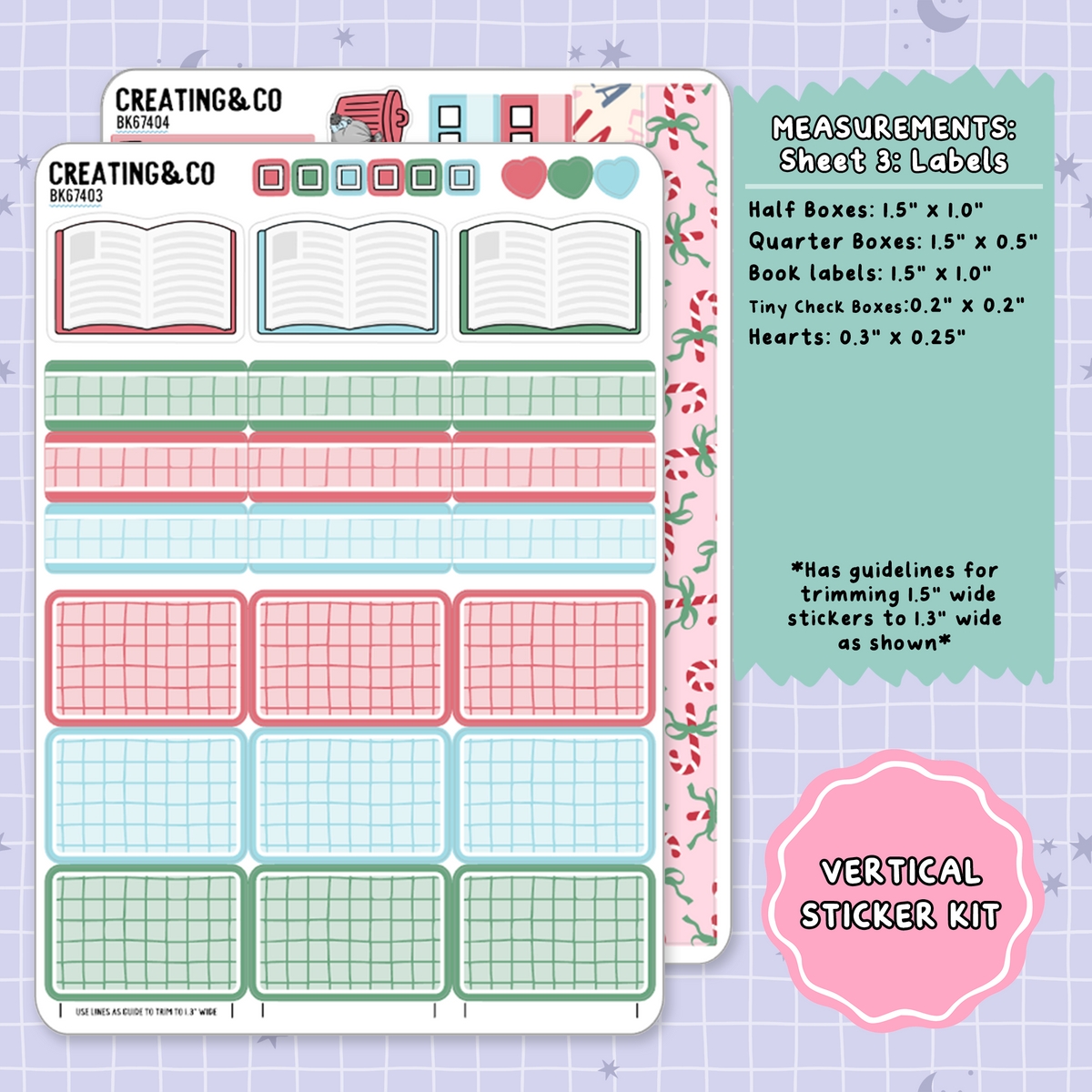 Tinsel & Tales Christmas Bookshop Vertical Weekly Planner Sticker Kit  - BK674