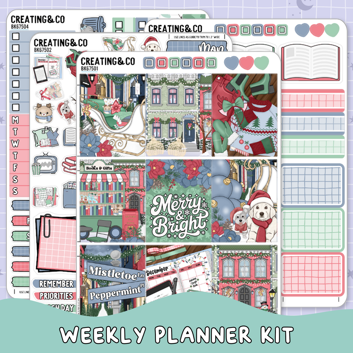 Holiday Sleigh Ride Vertical Weekly Planner Sticker Kit  - BK675