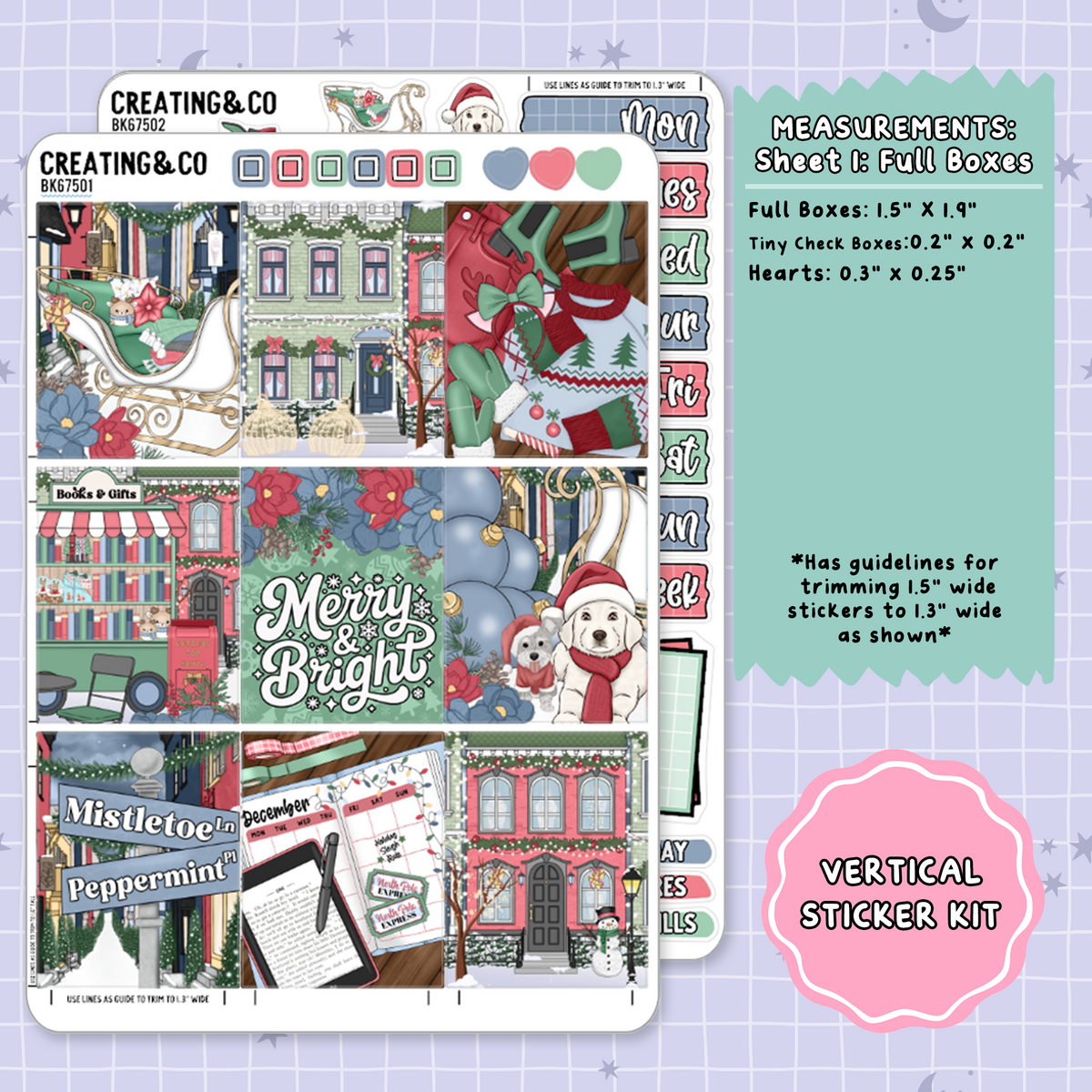 Holiday Sleigh Ride Vertical Weekly Planner Sticker Kit  - BK675