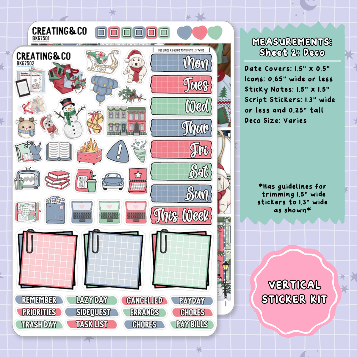 Holiday Sleigh Ride Vertical Weekly Planner Sticker Kit  - BK675