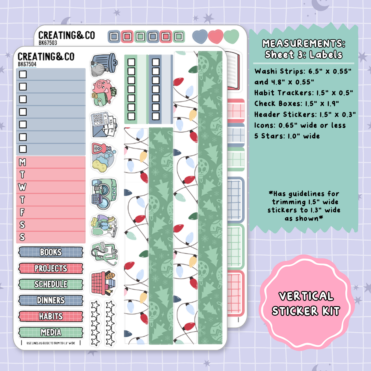 Holiday Sleigh Ride Vertical Weekly Planner Sticker Kit  - BK675