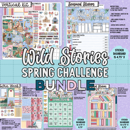 Wild Stories 2025 Spring Reading Challenge 5x7 Sticker Essential Bundle