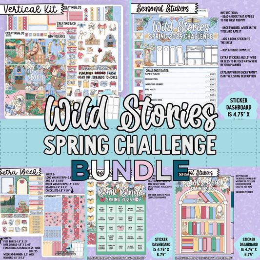 Wild Stories 2025 Spring Reading Challenge 5x7 Sticker Essential Bundle