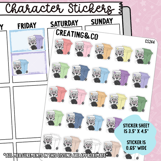 Trash Booksy Character Functional Planner Stickers - CS244