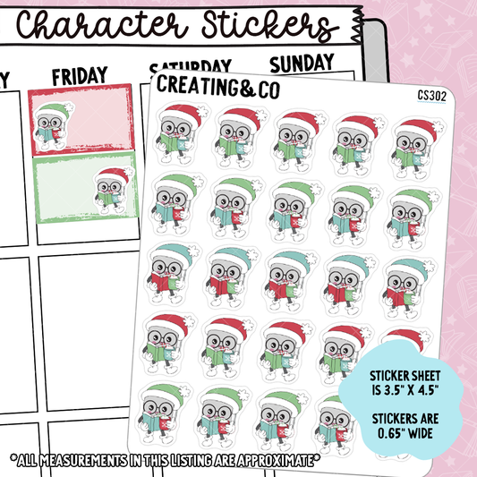 Christmas Reading Booksy Character Functional Planner Stickers - CS302