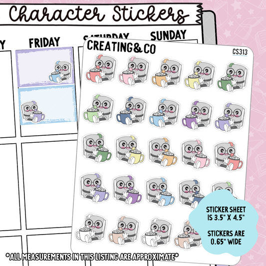 Hot Chocolate Booksy Character Functional Planner Stickers - CS313