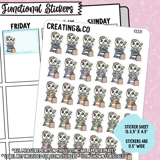 Book Haul Bonnie Bones Character Functional Planner Stickers - CS321