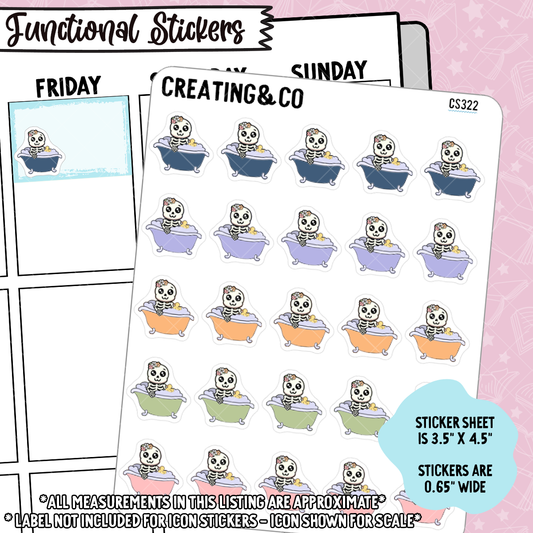 Bath Time Bonnie Bones Character Functional Planner Stickers - CS322