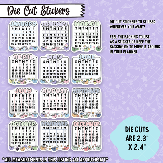 2025 Monthly Calendar Die Cut Sticker Pack - DD017