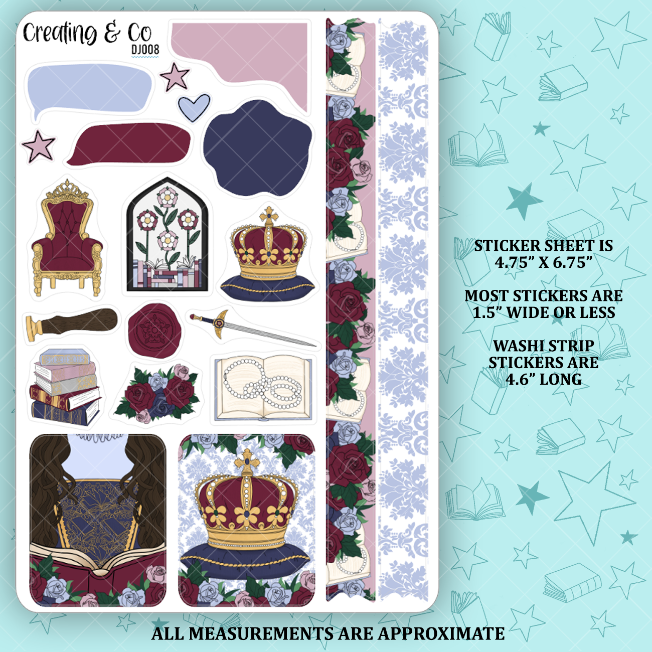 Royalty Reads Deco Sheet - Journal Stickers - DJ008