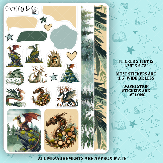 Woodland Dragons Deco Sheet - Journal Stickers - DJ011