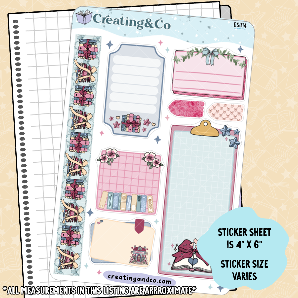 Coquette Books Journal Labels Sticker Sheet - DS014