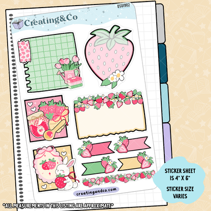 Strawberry Patch Decorative Journal Sticker Sheet Set - DS019