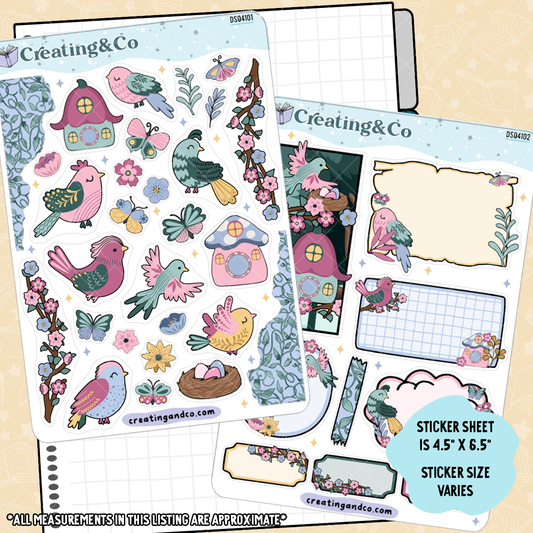 Birds in Flight Decorative Journal Sticker Sheet Set - DS041