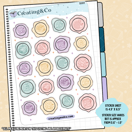 Fall Wax Seal Decorative Journal Sticker Sheet - DS044