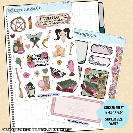 Dark Witchy Academic Decorative Journal Sticker Sheet Set - DS048