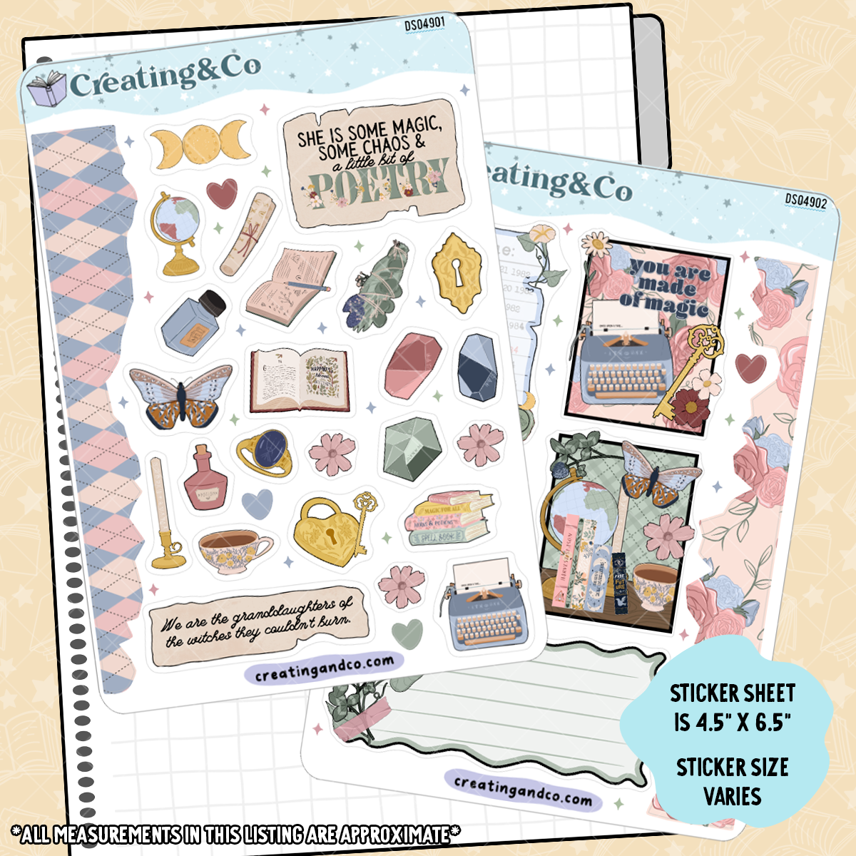 Light Witchy Academic Decorative Journal Sticker Sheet Set - DS049