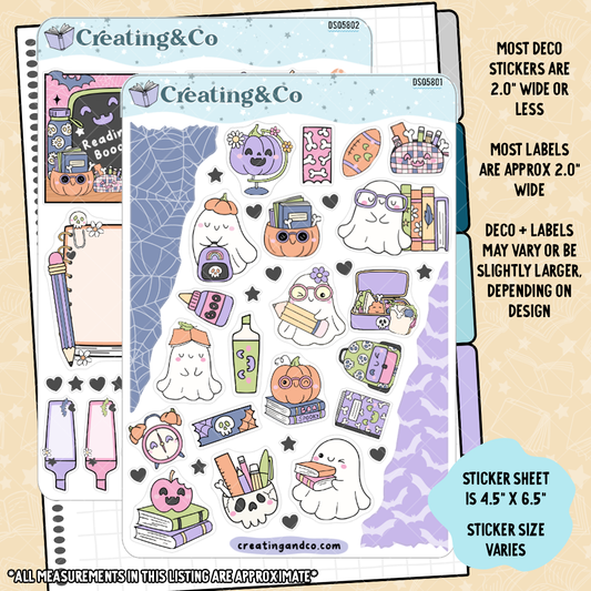 Spooky Back to School Decorative Journal Sticker Sheet Set - DS058