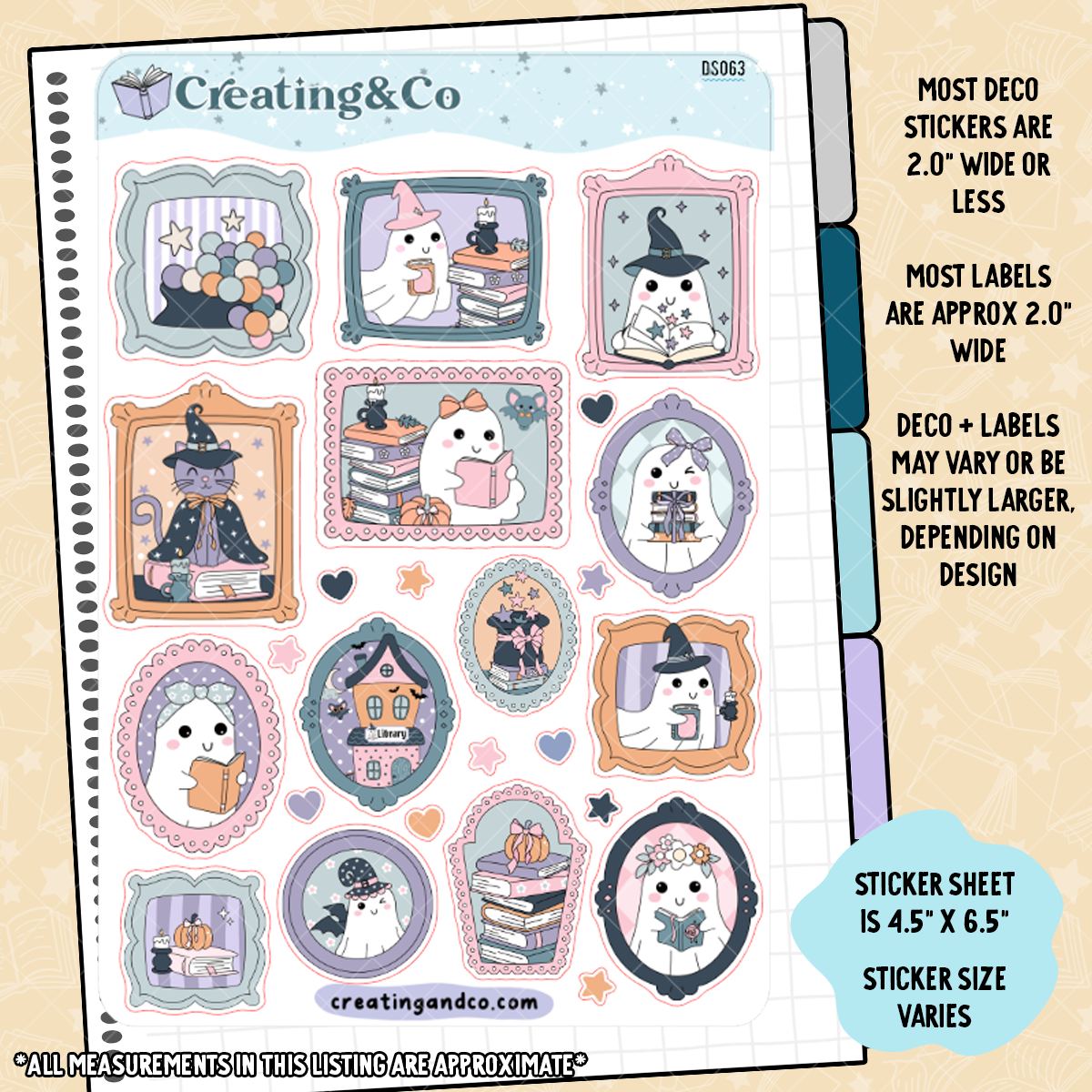 Ghost Library Portrait Frames Decorative Journal Sticker Sheet - DS063
